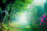 四季常青的秘密之旅，树木与鲜花的永恒春色